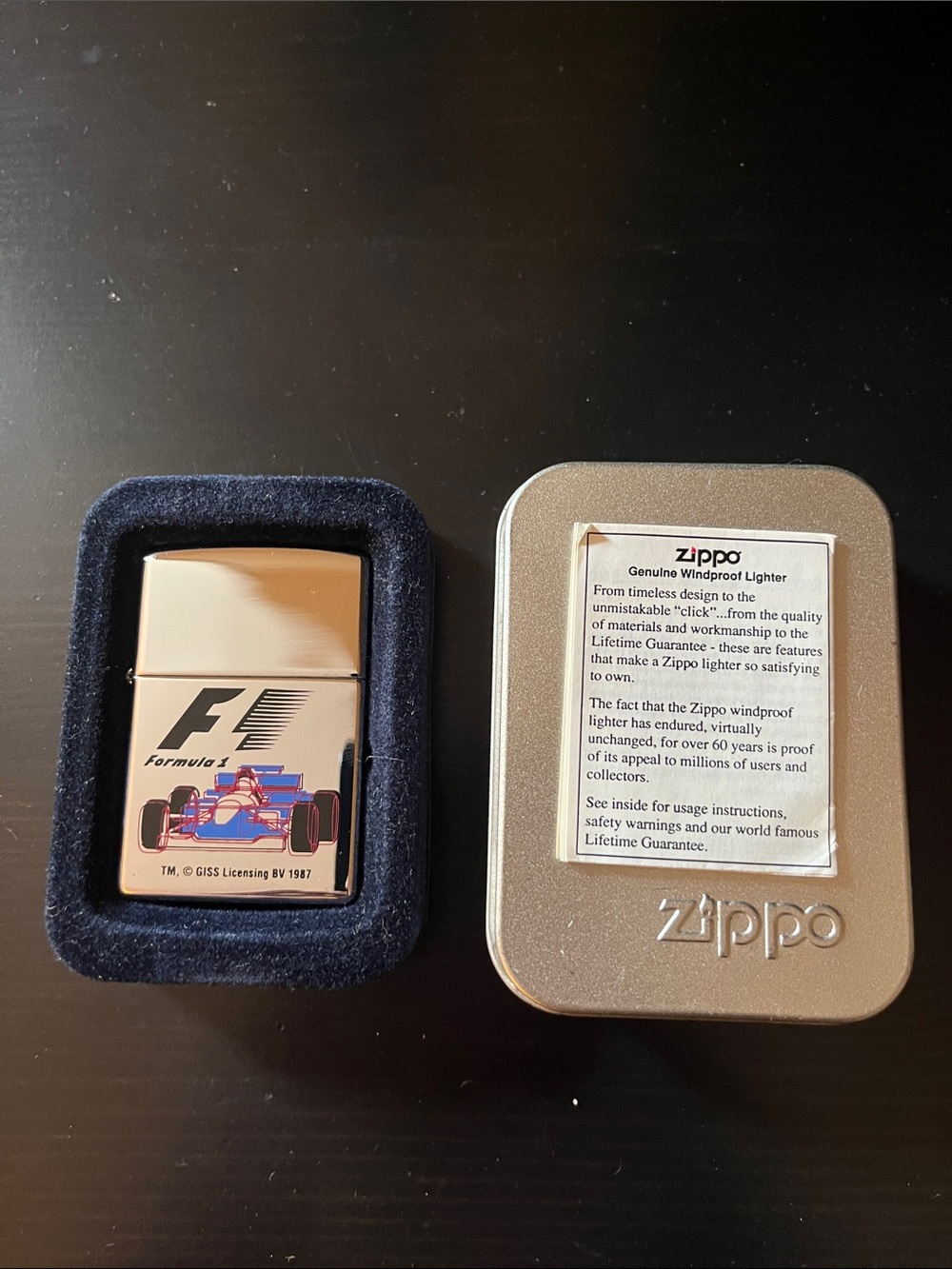 Zippo Formula 1 Racing Chrome Lighter Never Used